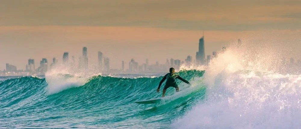 Surfer riding waves in Australia