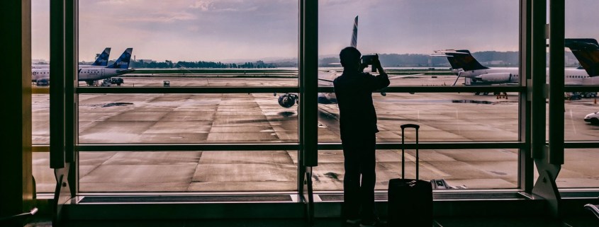 Man in airport travelling