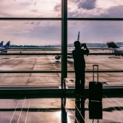 Man in airport travelling